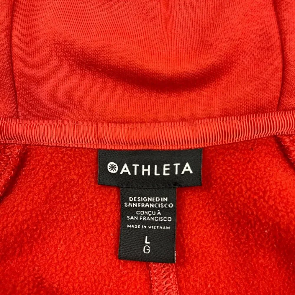 Athleta Women's On My Way‎ Triumph Hoodie Large Red Rust Zip‑Up Balloon Sleeve - Picture 12 of 13